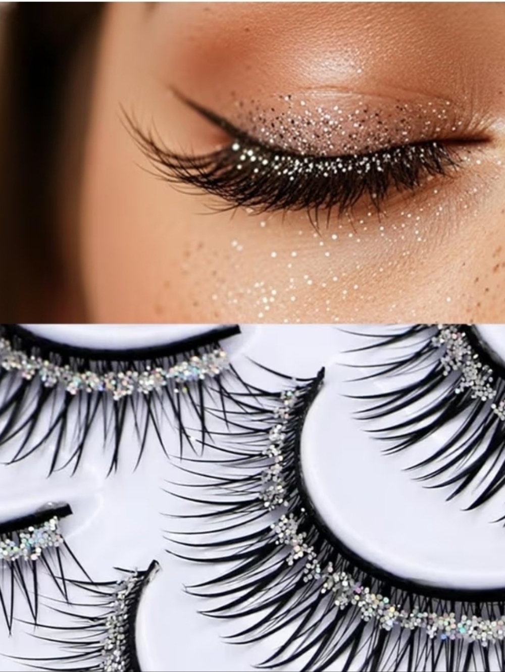 Silver Glitter Festival False Eyelashes - 5 Pack